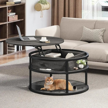 Round Lift Top Coffee Table With Storage