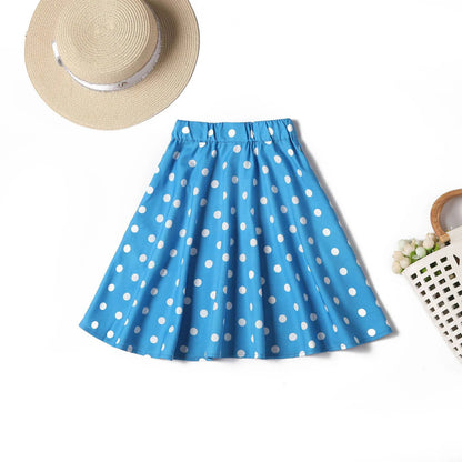 Polka Dot Cotton Skirts Clothes, Elastic Waist