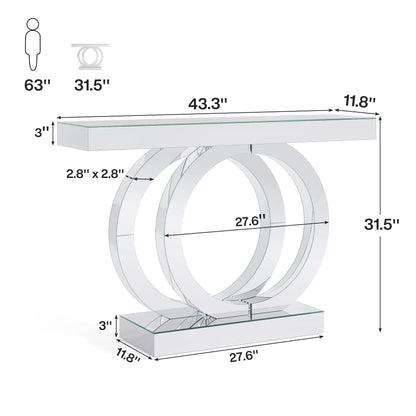 43.3-Inch Mirrored Console Entryway Table with Mirror Finish Tabletop