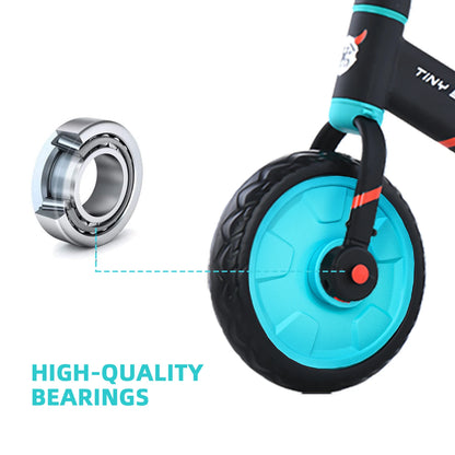 Tiny Scout Balance Bike 3 4 5 Years , 4-in-1 with Optional Support Wheels and Pedals, Saddle Height Adjustable