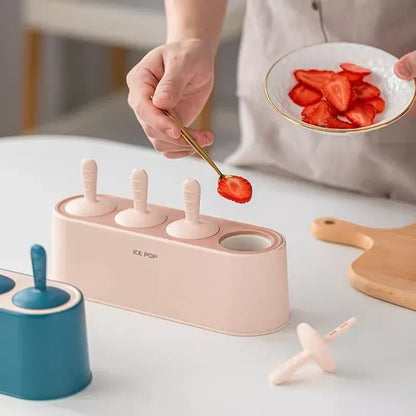 Home Ice Cream Mold Popsicle Diy Tool Silicone 4-hole Popsicle Box