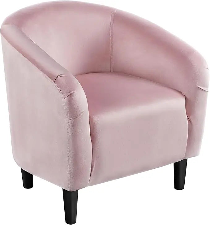 Velvet Upholstered Barrel Chair with Armrest and Low Back