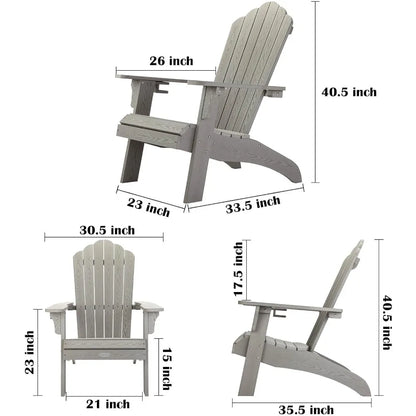 Set of 4 Oversized Adirondack Chairs Weather Resistant with Cup Holder