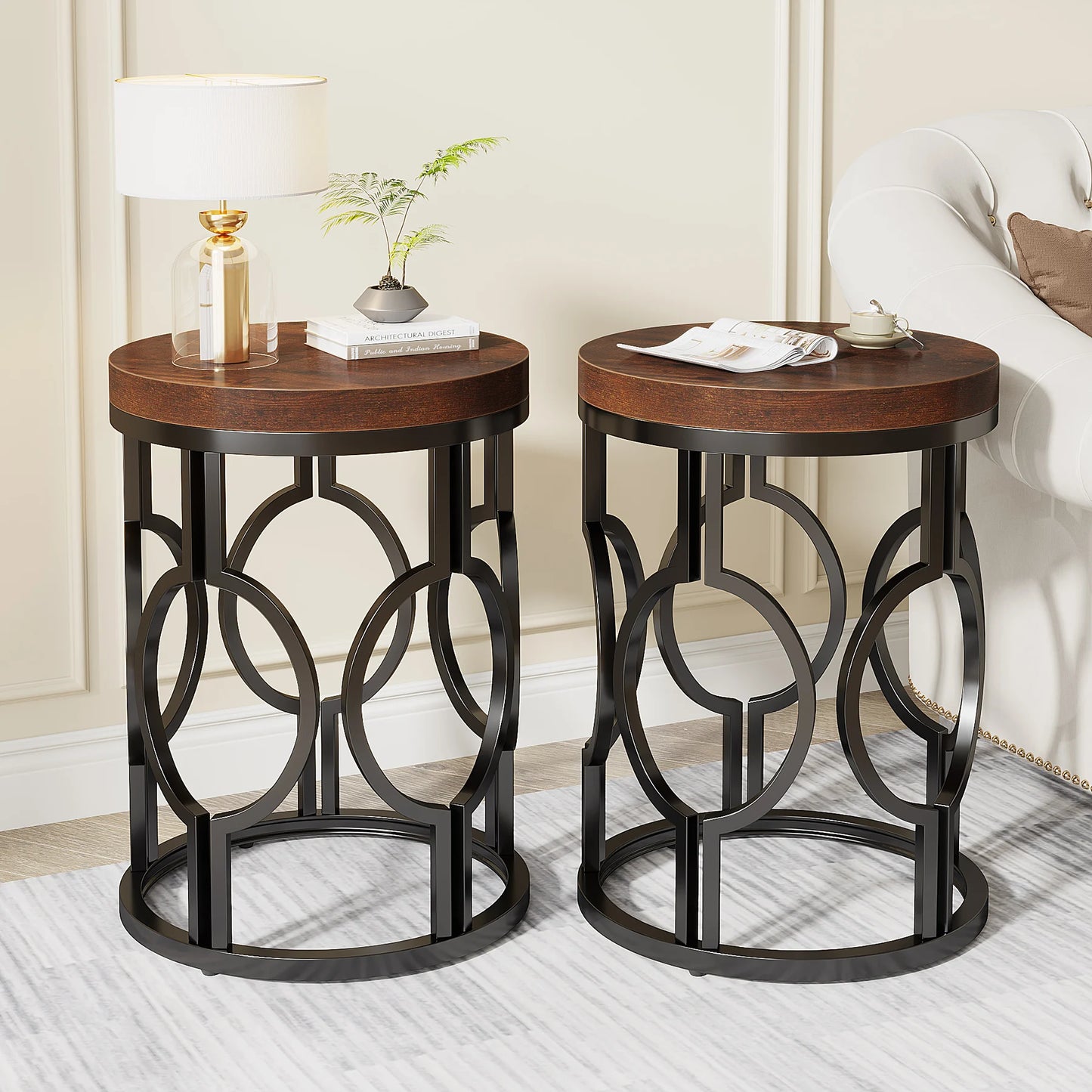 Industrial SideTable with Metal Hollow Frame