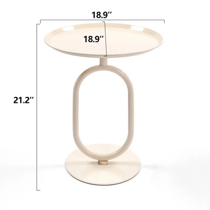 Lantern-shaped Small Round Metal Side Table