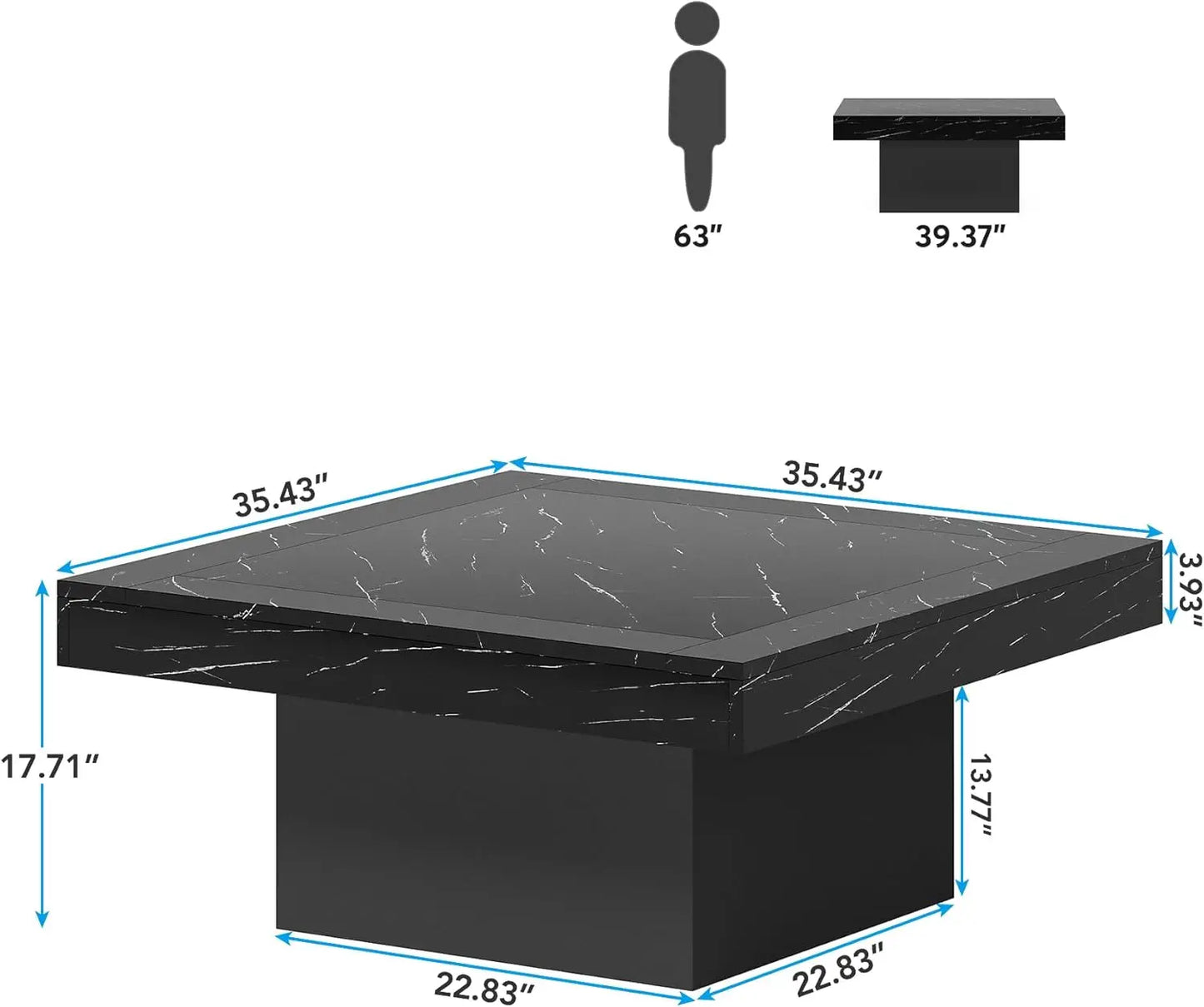 Square LED Coffee Table Engineered Wood