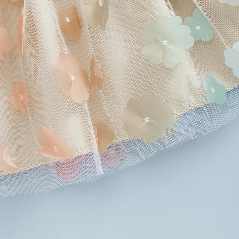 0 MO-5Y Kids Girls Skirt Set, Long Sleeve Embroidery Letters Sweatshirt with Flower Tulle Skirt 2-piece Outfit