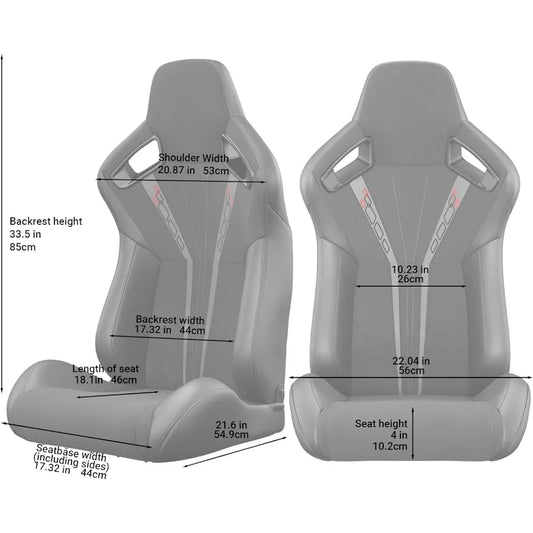 2 Pieces Universal Racing Seats with Dual Lock Sliders, 1 Pair PVC Leather Bucket Seats for Cars (5 colors)