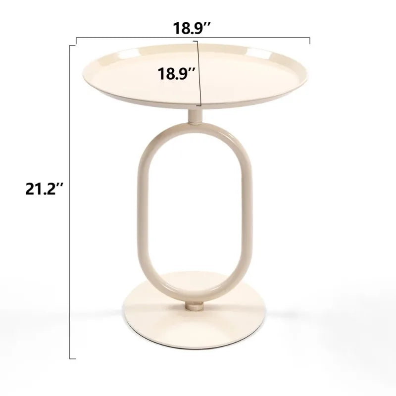 Lantern-shaped Small Round Metal Side Table