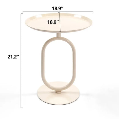 Lantern-shaped Small Round Metal Side Table
