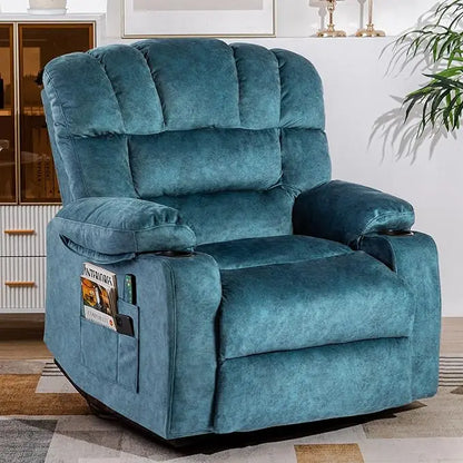 Ergonomic Recliner with Foam Filling, 2 Cup Holders & Side Pocket