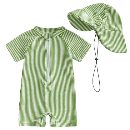 0-36 mo. Boys Swimsuit Long Sleeve Zipper Sun Protective Clothing