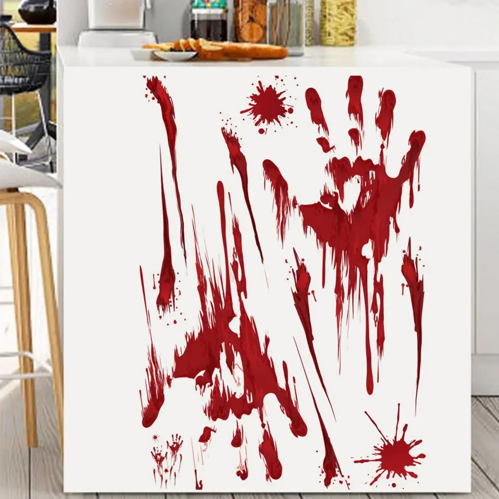 Bloody Stickers Halloween Wall Decals, Create Horror Scenes Bloody Footprints Floor Window Clings For Indoor Outdoor