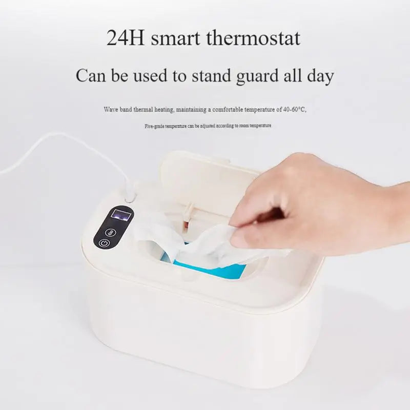 Portable Baby Wipe Warmer, LED Digital Display, Large Capacity Baby Wet Wipes Dispenser, USB Powered, Adjustable Temperature