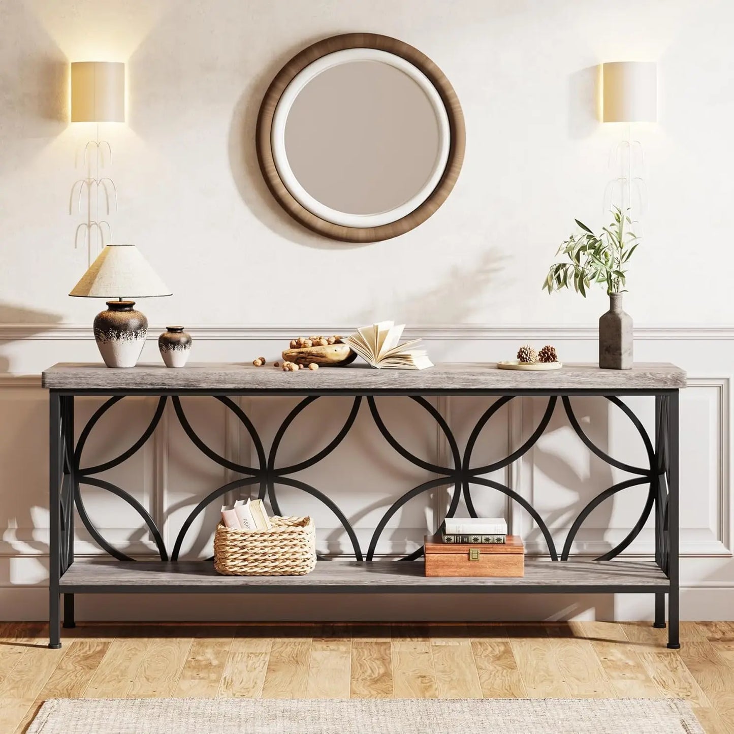 70.9-Inch Industrial Sofa/Entry Console Table