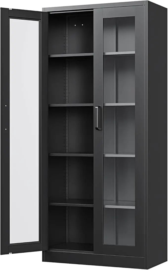 67 Inches Curio Cabinet with 4 Adjustable Shelves,Tempered Glass Display Case