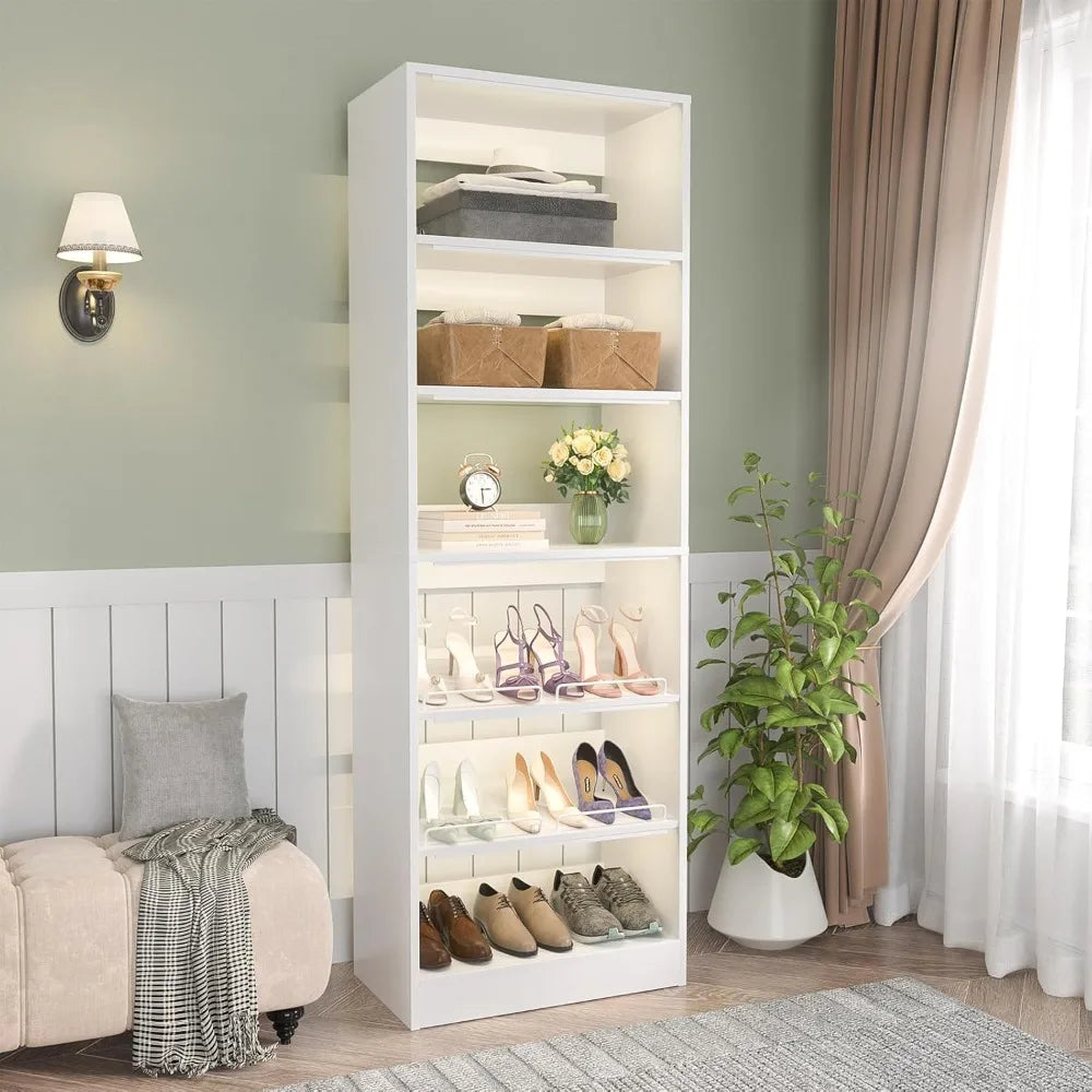 25” Closet Organizer System, Freestanding Shoe Storage Shelves, Heavy Duty Walk in Closet Tower