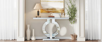 43.3-Inch Mirrored Console Entryway Table with Mirror Finish Tabletop