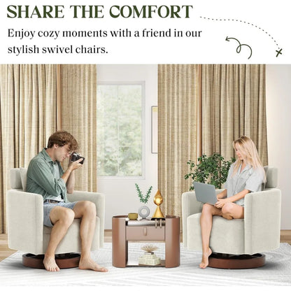 Set of 2 Swivel Barrel Chair with Adjustable Backrest