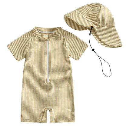 0-36 mo. Boys Swimsuit Long Sleeve Zipper Sun Protective Clothing