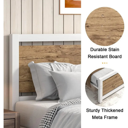 White Bed Bases and Frames Under Bed Storage Mattress Foundation No Box Spring Needed Frame & Headboard
