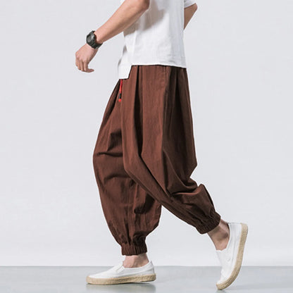 Oversize Loose Harem Pants, Chinese Linen, Overweight Sweatpants