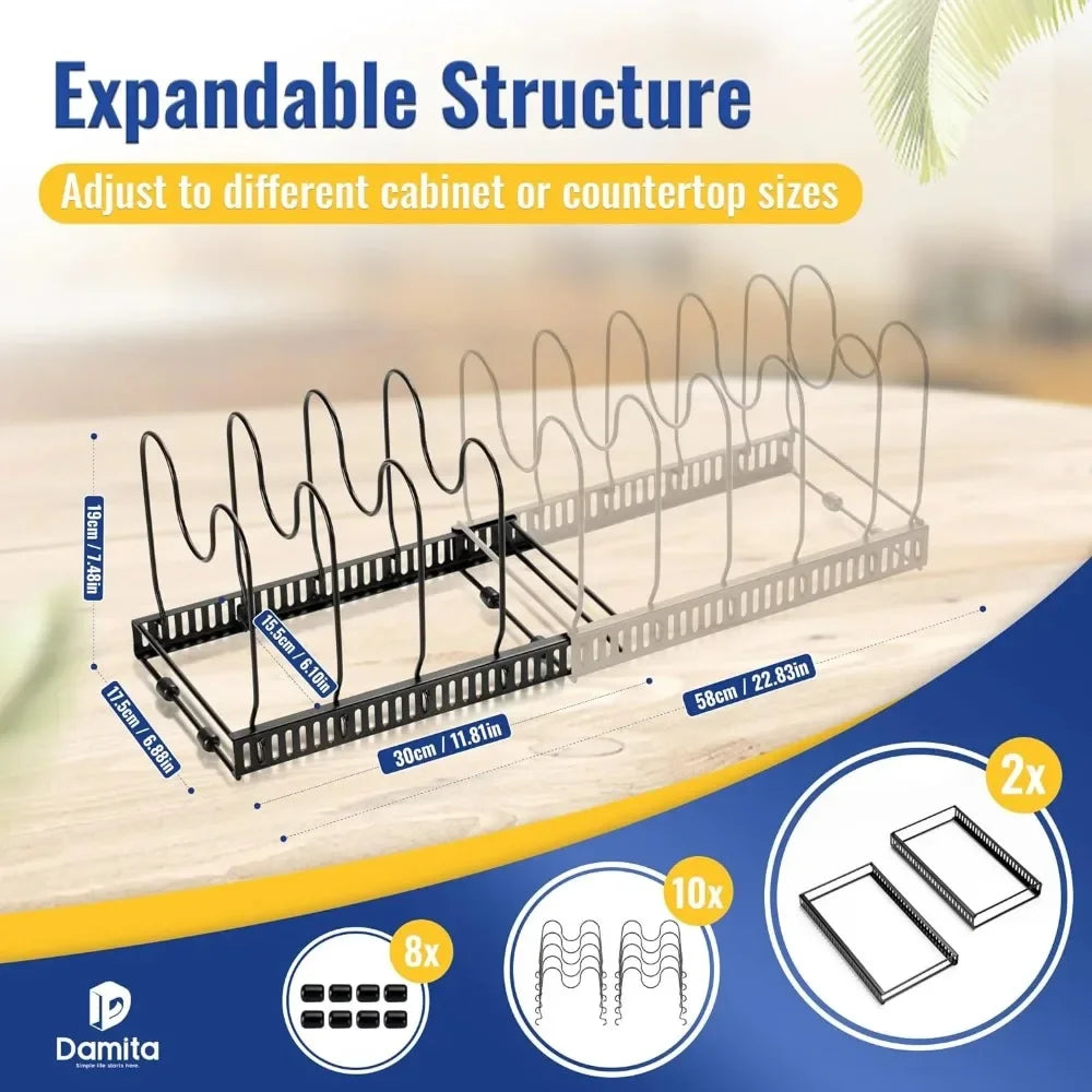 2Pack expandable Pots and Pans Rack Organizer
