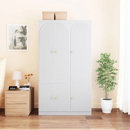 Freestanding Armoire Closet with 2 Doors and 2 Storage Drawers