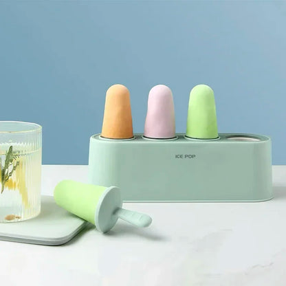 Home Ice Cream Mold Popsicle Diy Tool Silicone 4-hole Popsicle Box