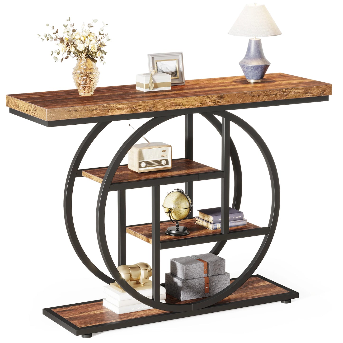 4-Tier Entryway Table, 41.3-Inch Industrial Sofa Table for Living Room, Foyer Hallway Table for Entrance