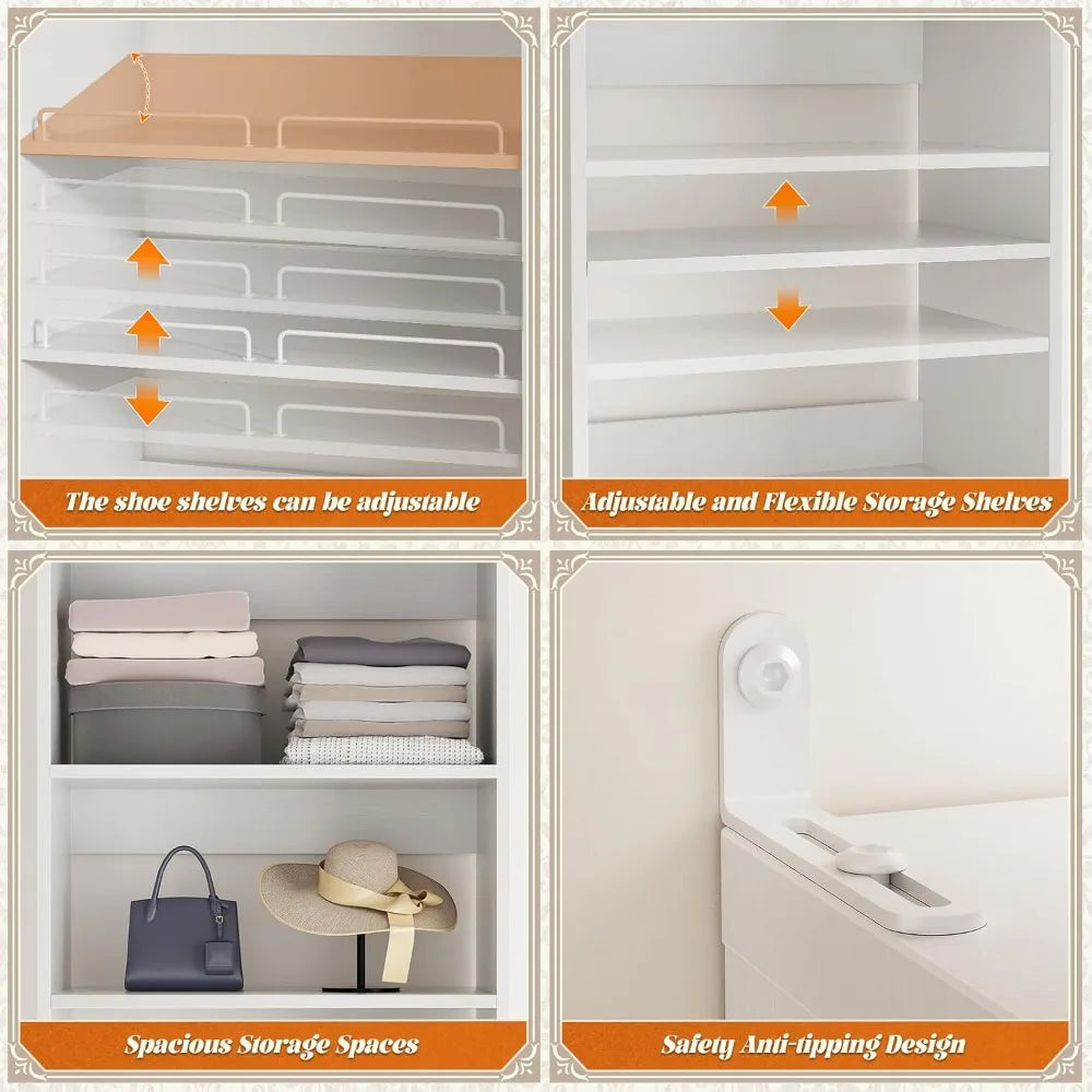 25” Closet Organizer System, Freestanding Shoe Storage Shelves, Heavy Duty Walk in Closet Tower