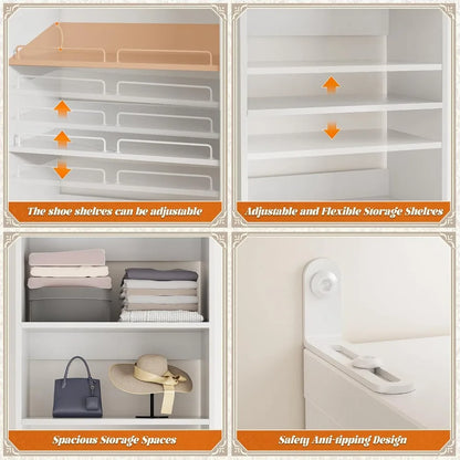 25” Closet Organizer System, Freestanding Shoe Storage Shelves, Heavy Duty Walk in Closet Tower