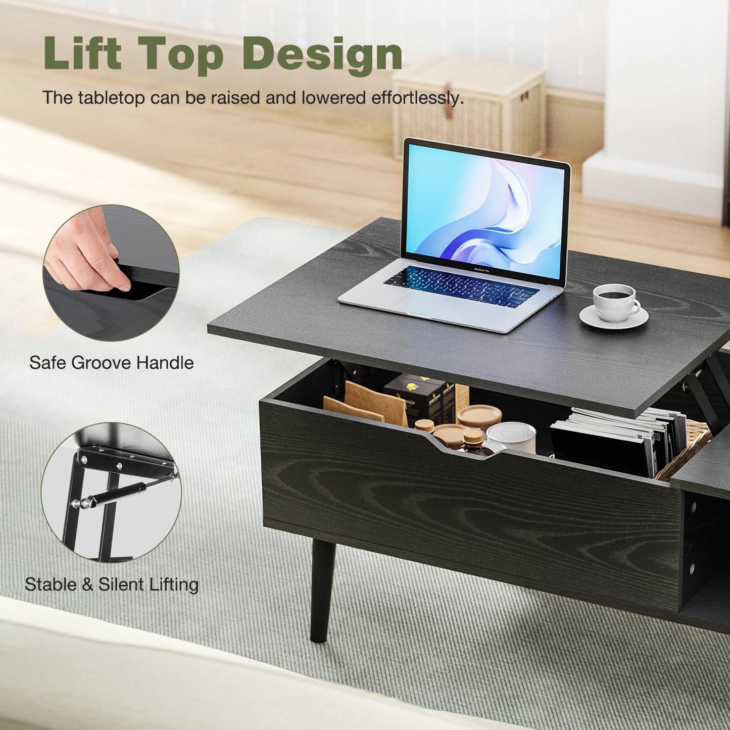 39.37"x19.7" Lift Top Coffee Table