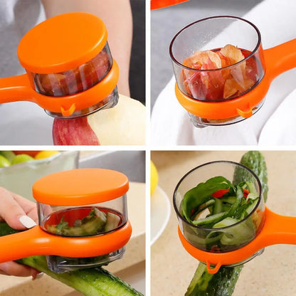 Fruit Peeler With Container Double-Sided Stainless Steel Cutter