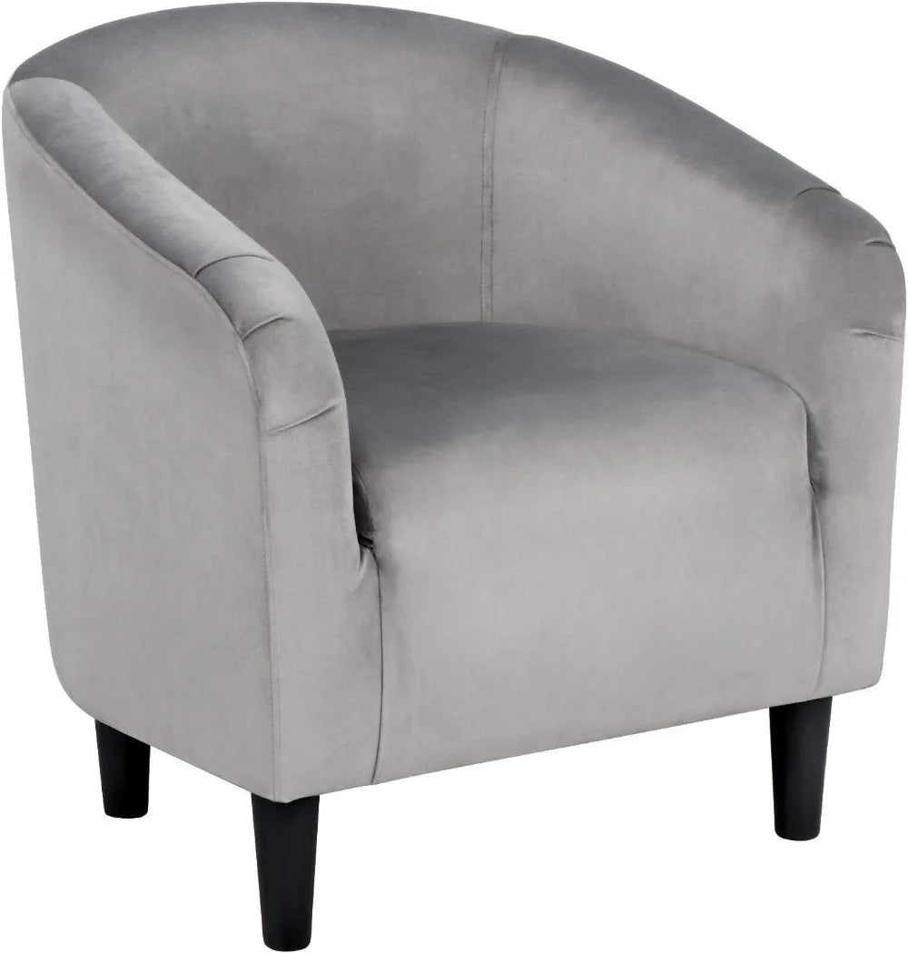 Velvet Upholstered Barrel Chair with Armrest and Low Back