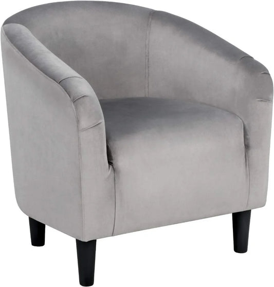 Velvet Upholstered Barrel Chair with Armrest and Low Back
