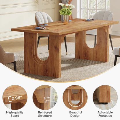 71" Large Kitchen Dining Table with Wood Pedestal Base, Seats 6-8