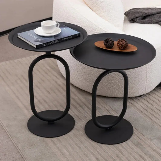 Lantern-shaped Small Round Metal Side Table