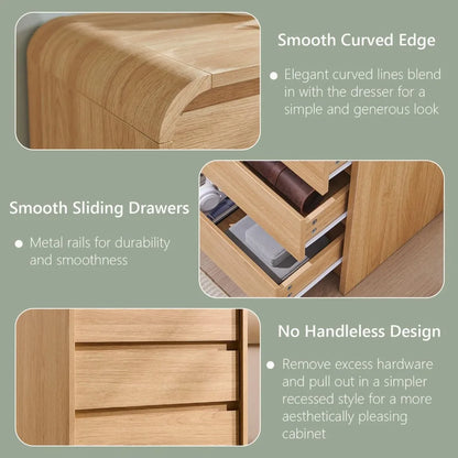 23.6'' Wide Wood Bedside Table w/3 Storage Drawers, with Charging Station
