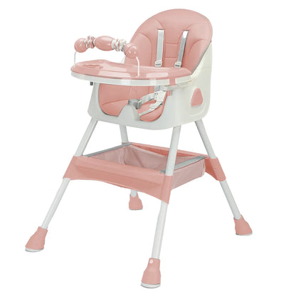 Foldable Baby High Chair, 6 Months Plus, with Large Anti-slip Pad & Toy Rack,, Easy to Clean Feeding