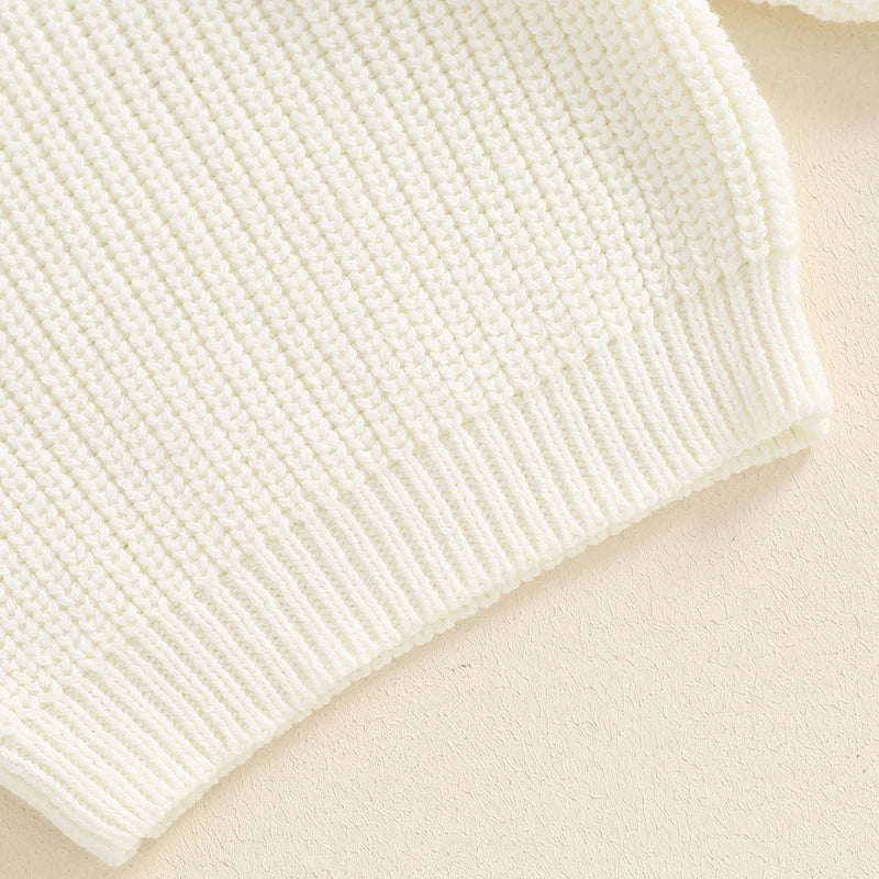 6-18 MO Birthday Sweater, Floral Letter Embroidery, Warm Knitted Pullover