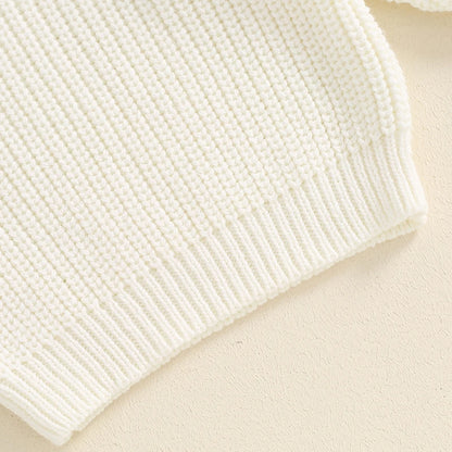 6-18 MO Birthday Sweater, Floral Letter Embroidery, Warm Knitted Pullover