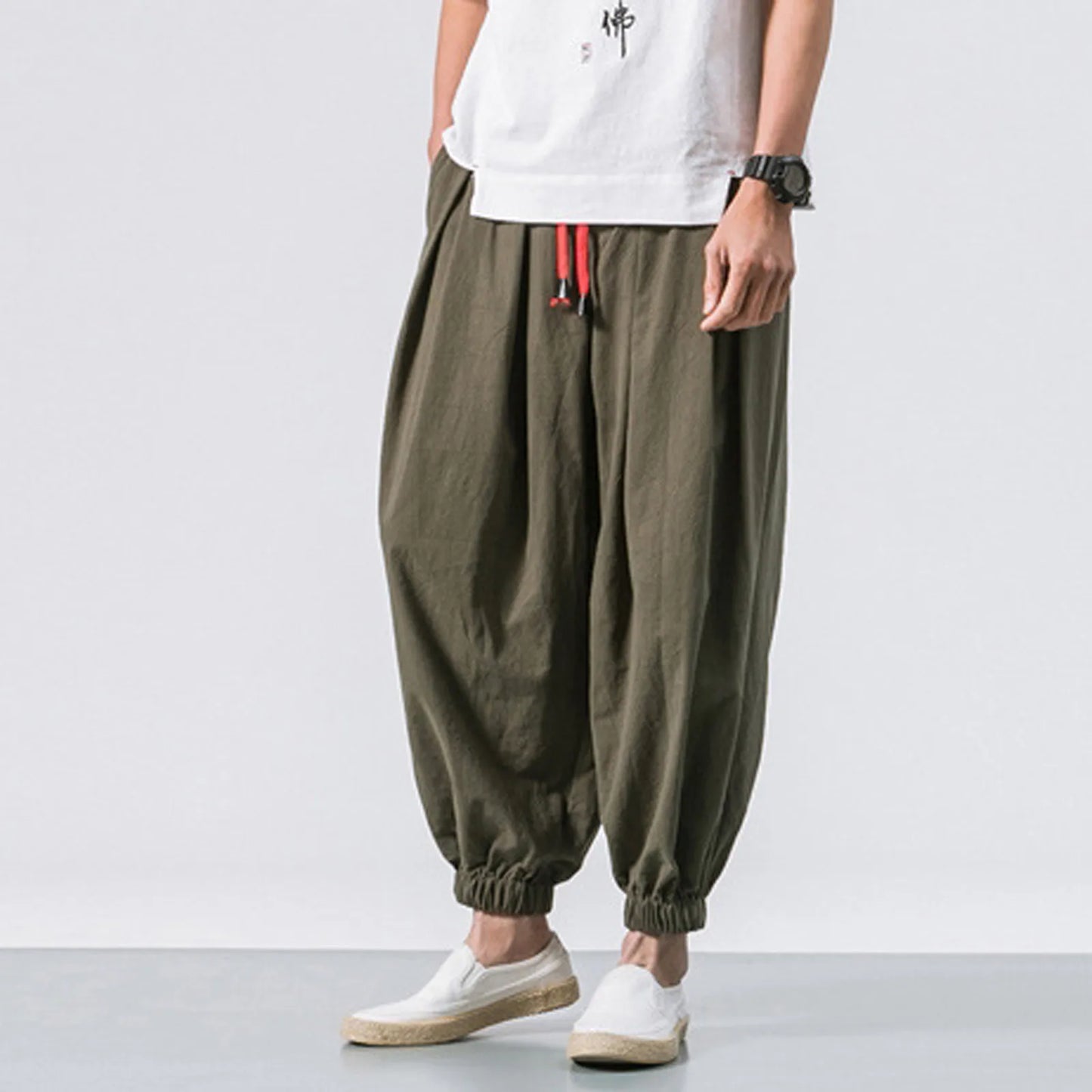 Oversize Loose Harem Pants, Chinese Linen, Overweight Sweatpants