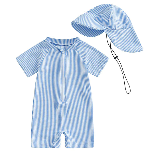 0-36 mo. Boys Swimsuit Long Sleeve Zipper Sun Protective Clothing