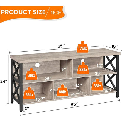 4 Pieces Table Sets - Includes TV Stand with Storage for 65 in TV, Lift-top Coffee Table with Baskets, Set Side Tables