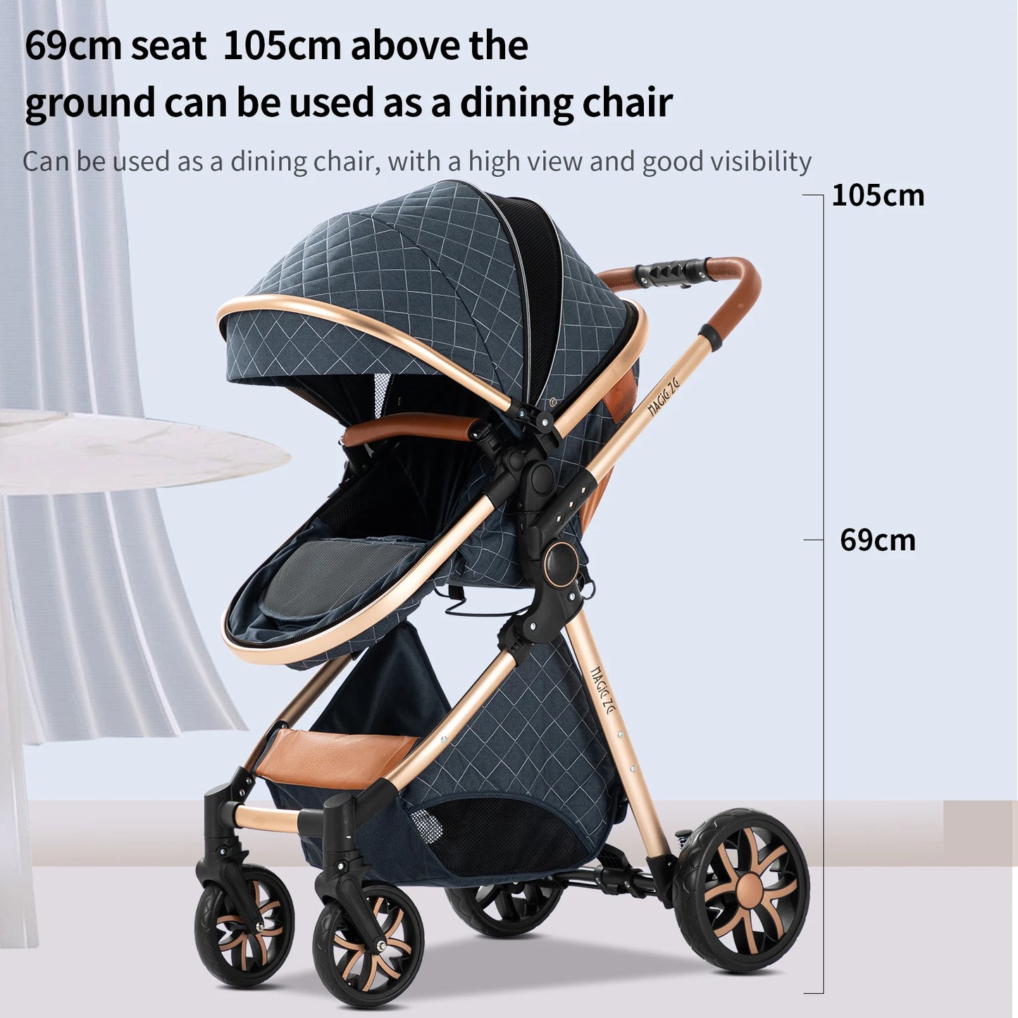 Lightweight Baby Stroller 3 in 1 Multifunctional High Landscape Baby 4 IN 1 Strollers with Isofix