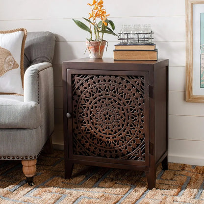 1-door Carved Mandala Nightstand
