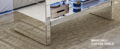 2 Tier Mirrored Coffee Table with Mirror Crystal Board