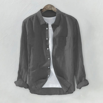 Plus Size Shirts For Men, Baggy, Solid Color, Button Blouse With Pockets