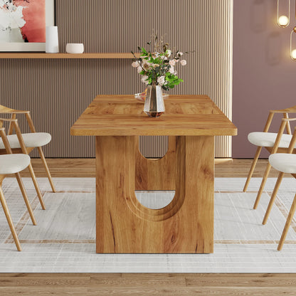 71" Large Kitchen Dining Table with Wood Pedestal Base, Seats 6-8